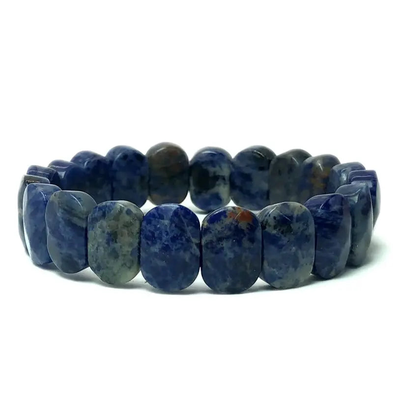 Bracelet Perles Plates Facettées 10 x 14 mm – 15 Pierres au Choix : Œil de Tigre, Améthyste, Lapis…