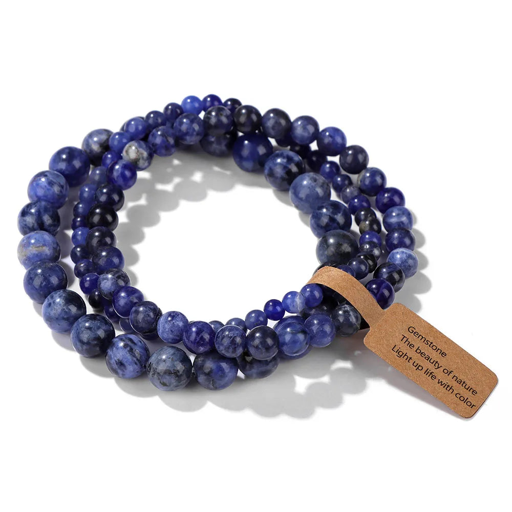 Lot de 3 Bracelets en Pierre Naturelle – Perles 4, 6 et 8 mm, 13 Pierres au Choix, à Accumuler