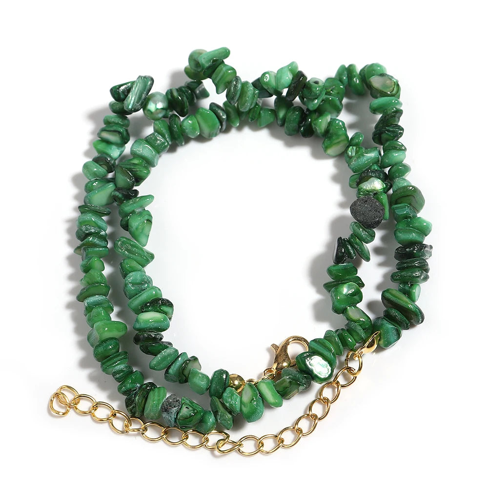 Collier Ras du Cou en Éclats de Pierres Naturelles – 16 Pierres au Choix, 43 cm
