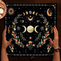 Nappe de Tarot Arbre de Vie en Velours – 15 Motifs : Arbre Doré, Phases de Lune, 50 ou 75 cm
