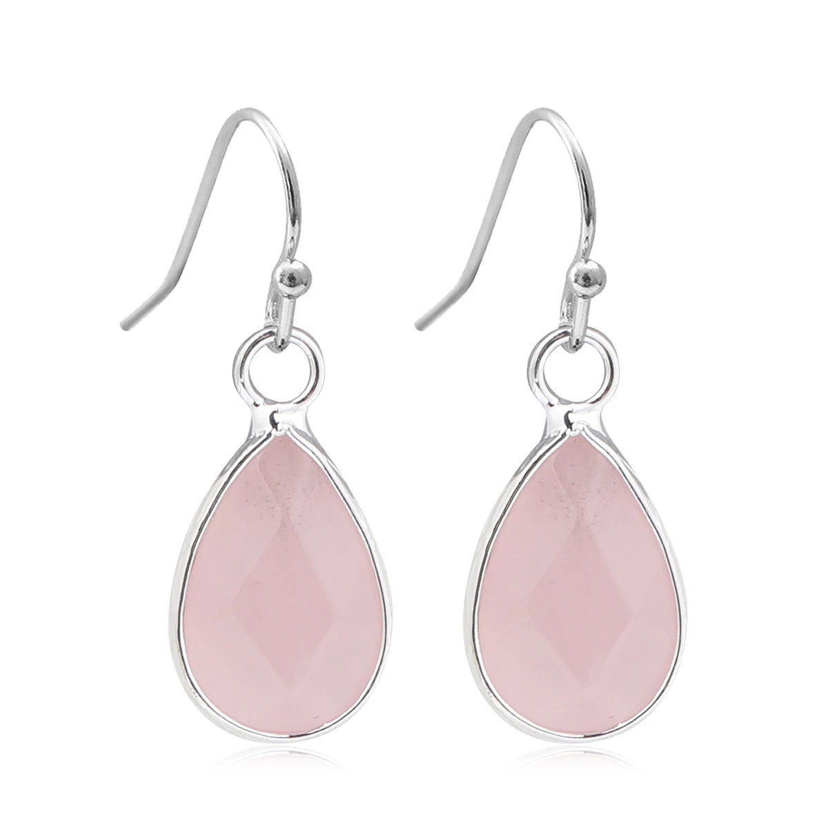 Boucles d'Oreilles Gouttes Facettées en Pierre Naturelle – Acier Doré ou Argenté, 11 Pierres