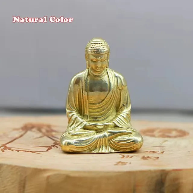 Mini Statue Bouddha en Laiton – Bouddha de Poche en Méditation 3,5 cm, Naturel ou Patiné