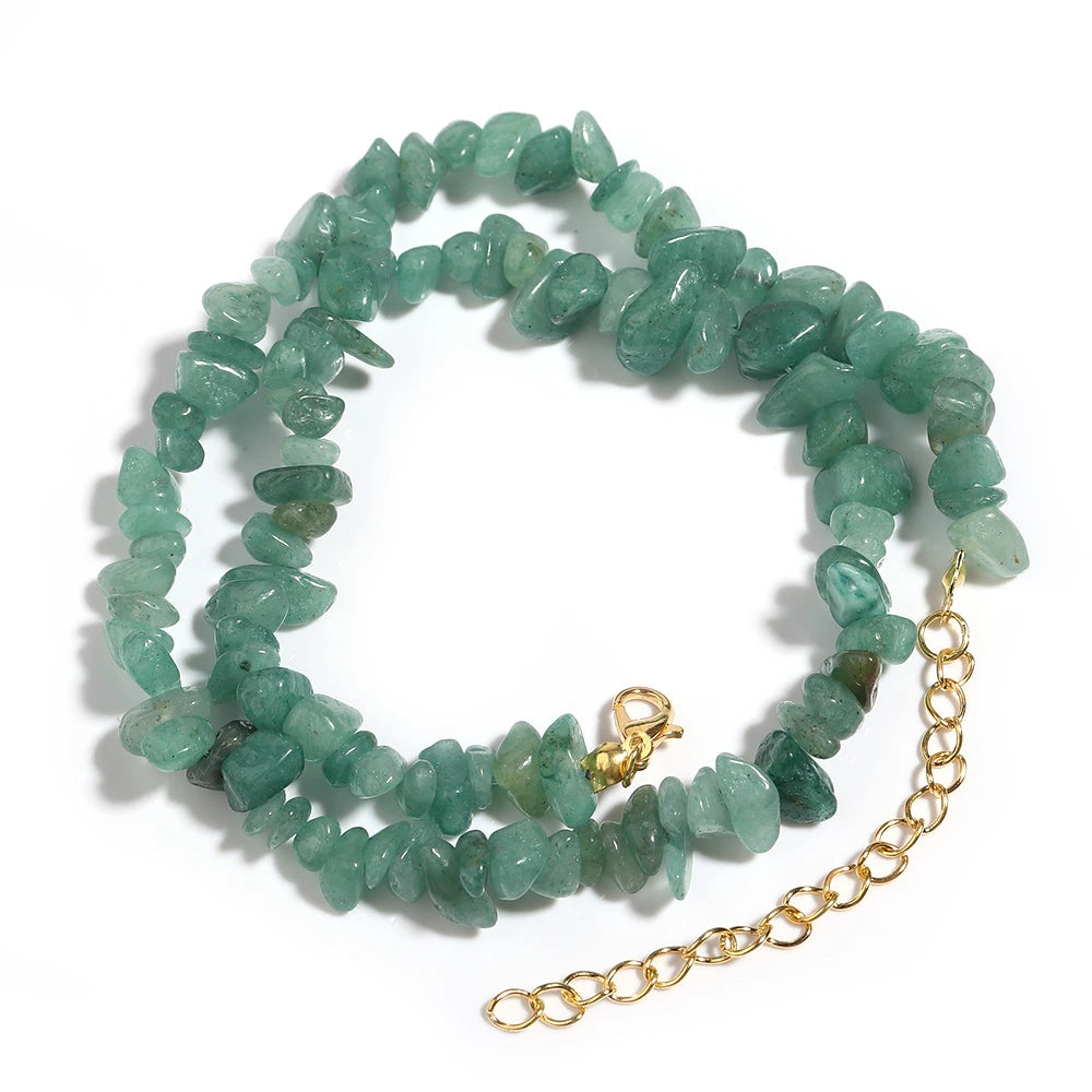 Collier Ras du Cou en Éclats de Pierres Naturelles – 16 Pierres au Choix, 43 cm