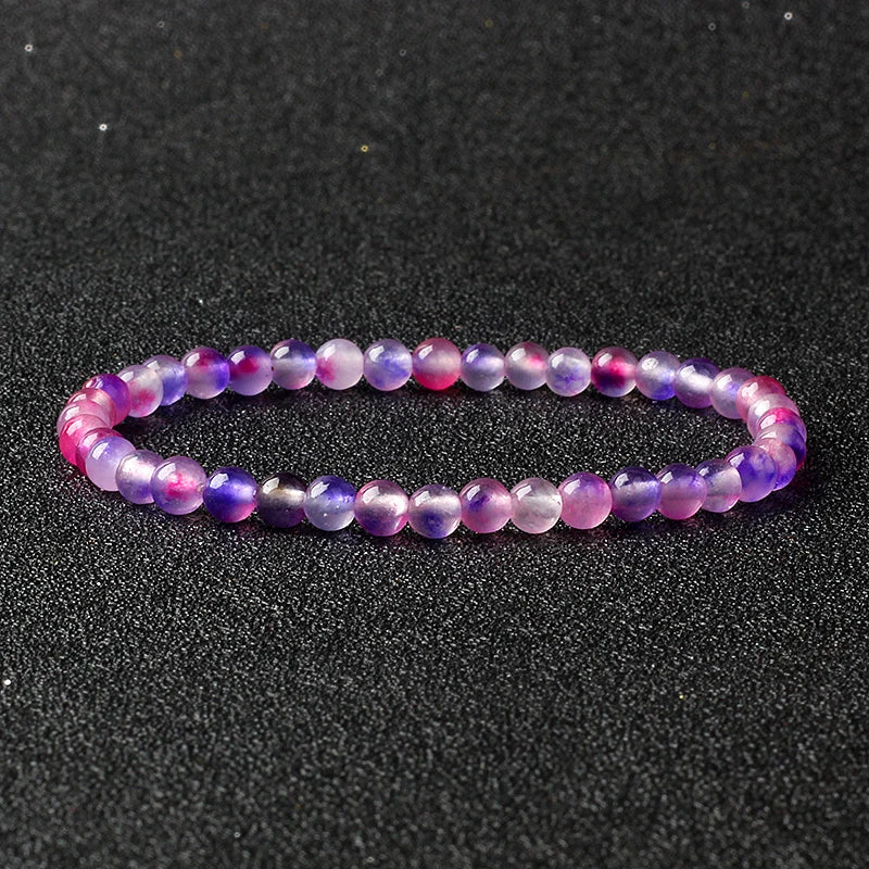 Bracelet Fin en Pierres Naturelles 4 ou 6 mm – 19 Pierres au Choix, Améthyste, Quartz Rose, Onyx…