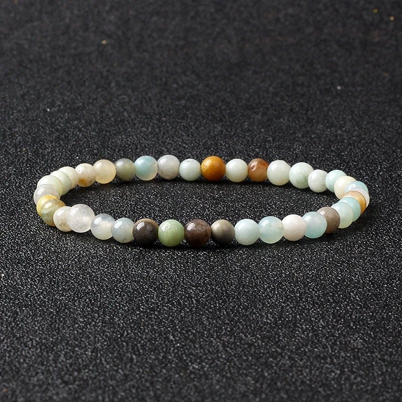 Bracelet Fin en Pierres Naturelles 4 ou 6 mm – 19 Pierres au Choix, Améthyste, Quartz Rose, Onyx…