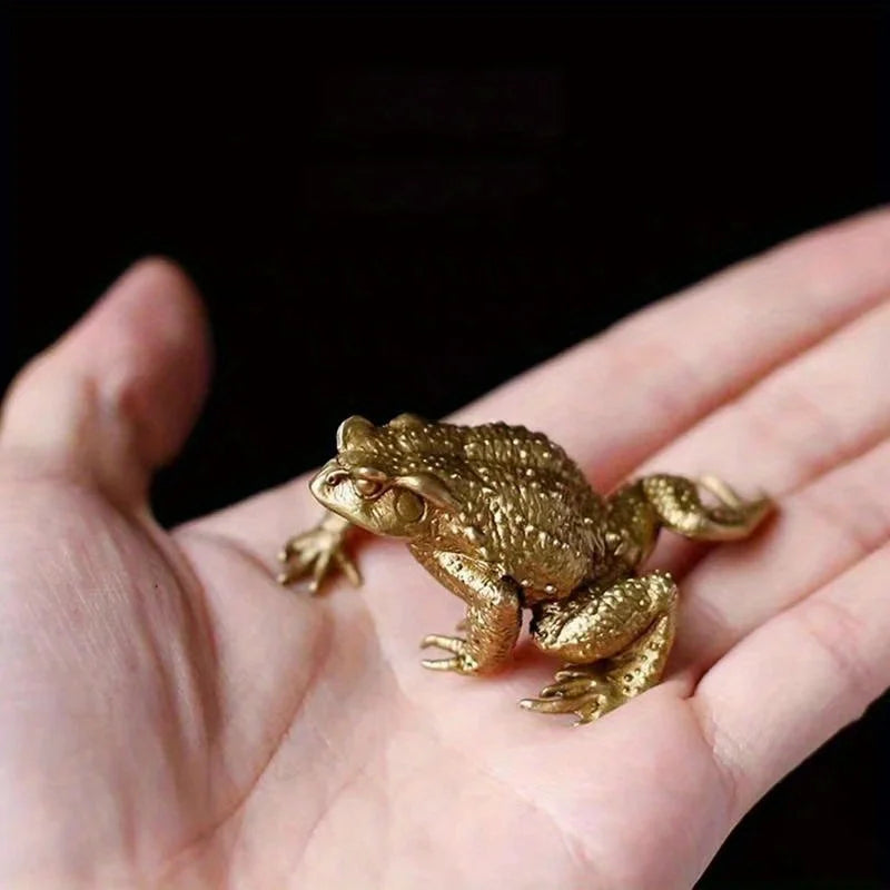 Crapaud de Fortune en Laiton – Figurine Feng Shui Porte-Bonheur, 6 cm