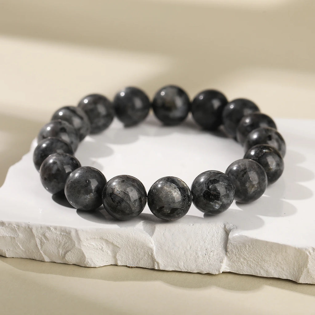 Bracelet Labradorite Noire (Spectrolite) – Perles à Reflets 6, 8 ou 10 mm, Homme