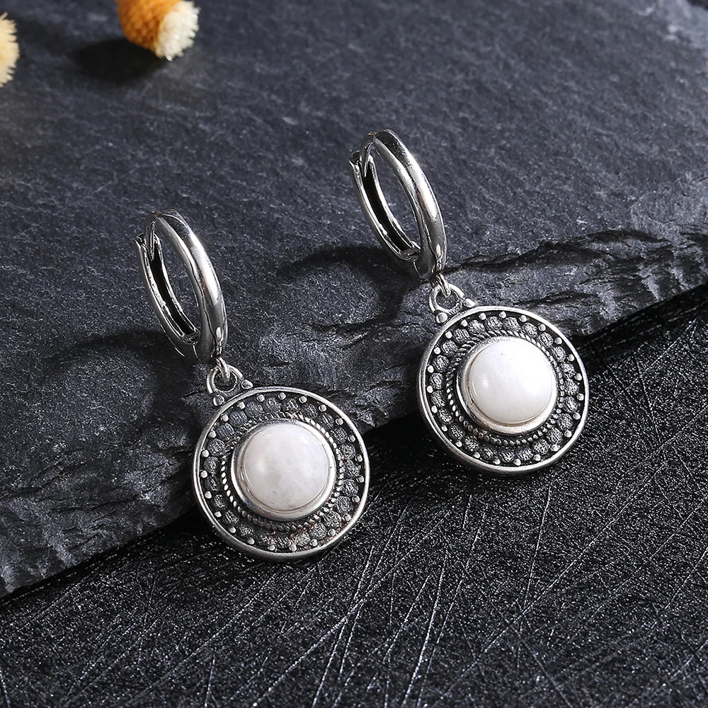 Boucles d'Oreilles Vintage en Argent 925 et Pierre Naturelle – Cyanite, Pierre de Lune, Labradorite… 10 Modèles