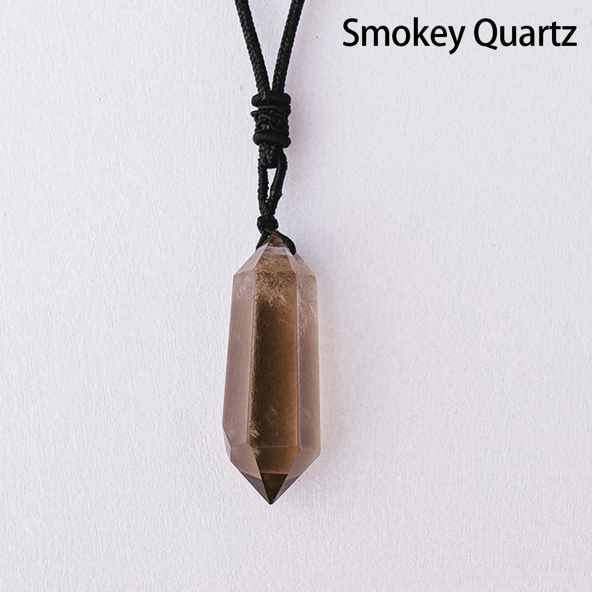 Collier Pendentif Double Pointe en Cristal Naturel – Quartz, Améthyste, Labradorite…, Cordon Réglable