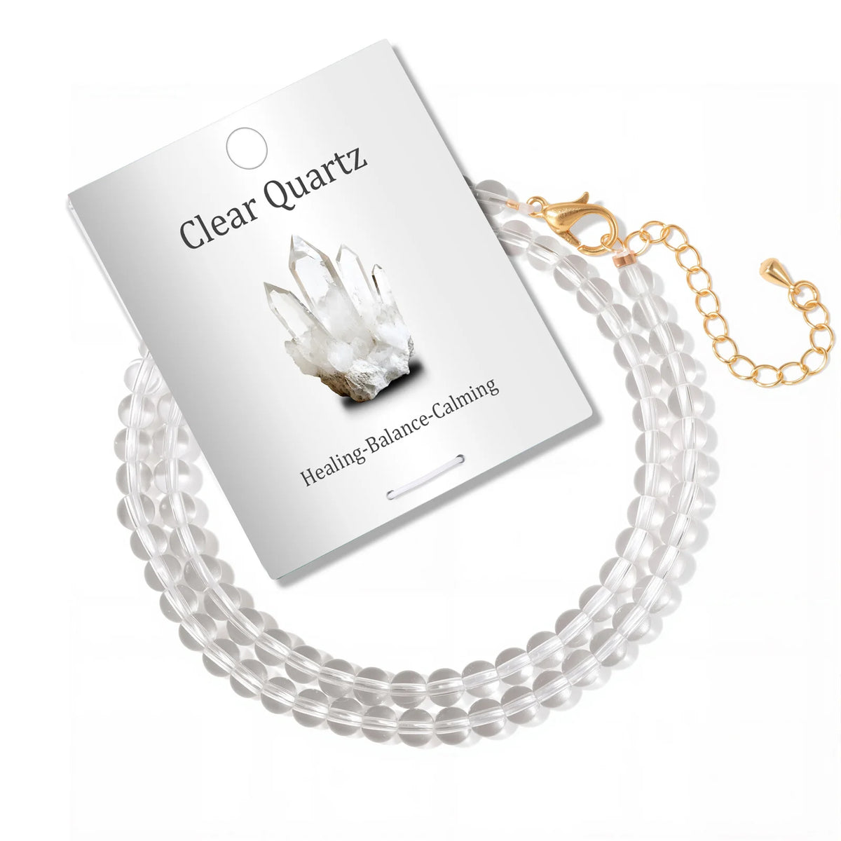 Collier Ras du Cou Perles de Pierre Naturelle 4 mm – 15 Pierres au Choix, 39 à 45 cm
