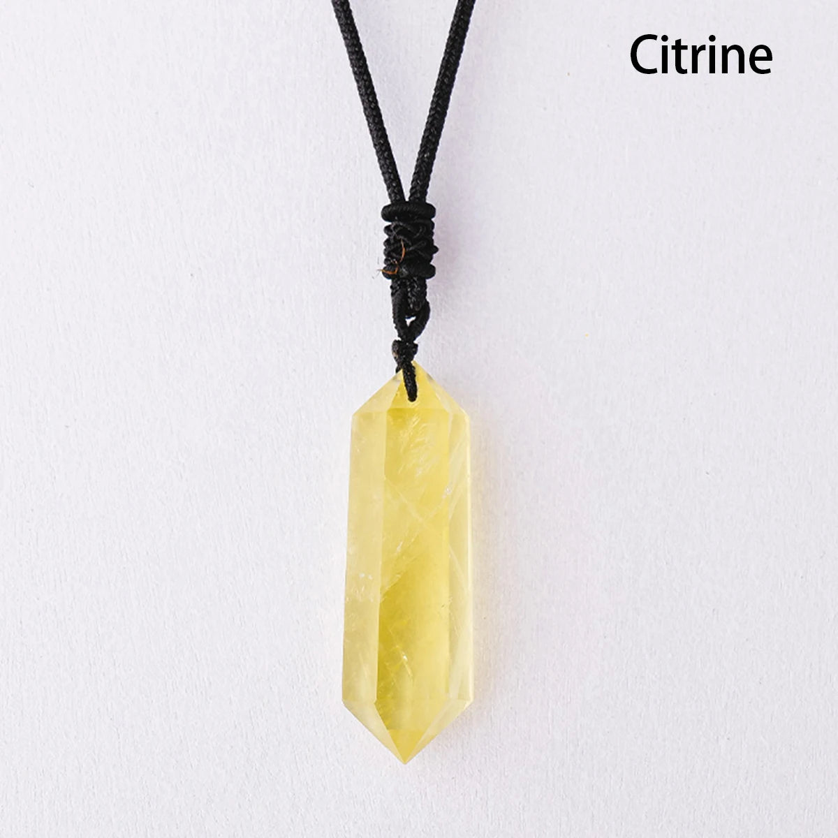 Collier Pendentif Double Pointe en Cristal Naturel – Quartz, Améthyste, Labradorite…, Cordon Réglable
