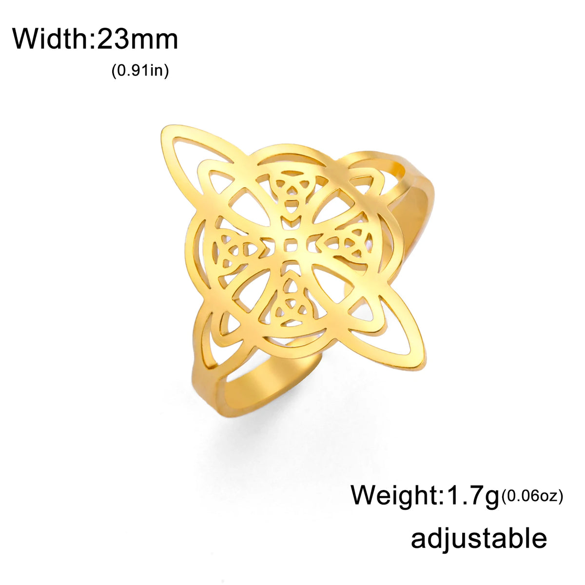 Bague Nœud Celtique Ajustable – Acier Inoxydable Doré ou Argenté, Femme et Homme