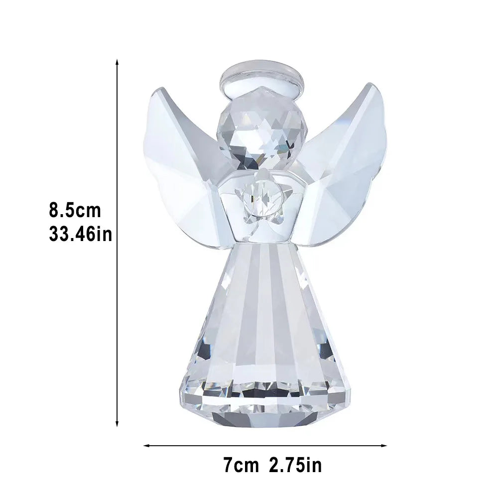 Statue Ange en Cristal Transparent – Ange Gardien Décoratif 8,5 cm, Idée Cadeau