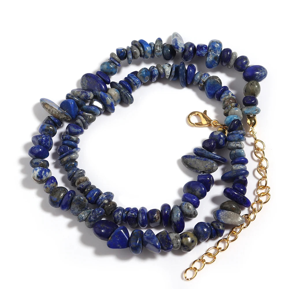 Collier Ras du Cou en Éclats de Pierres Naturelles – 16 Pierres au Choix, 43 cm