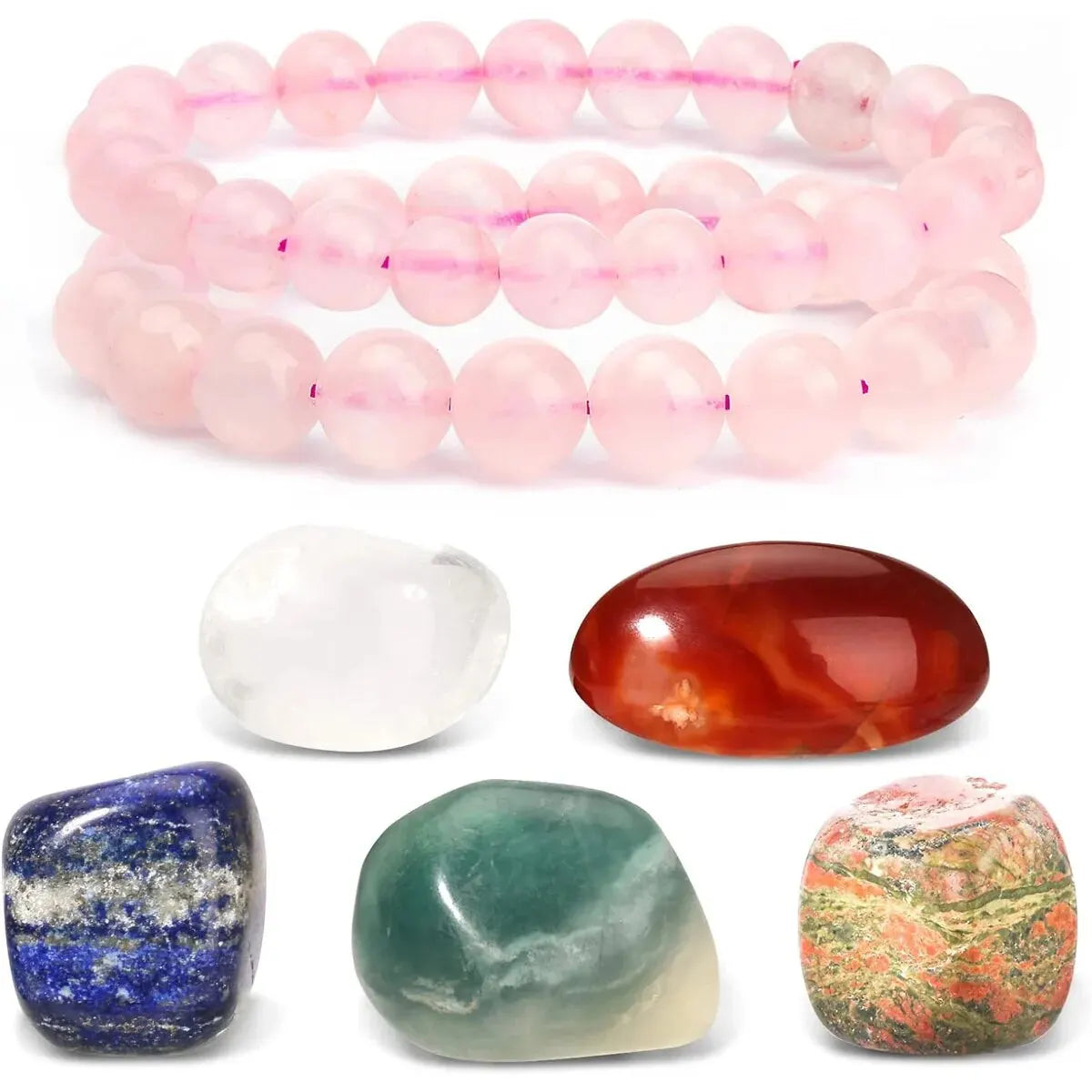 Coffret de Pierres Naturelles – Set de 6 ou 7 Pierres Brutes et Roulées, Idée Cadeau Lithothérapie