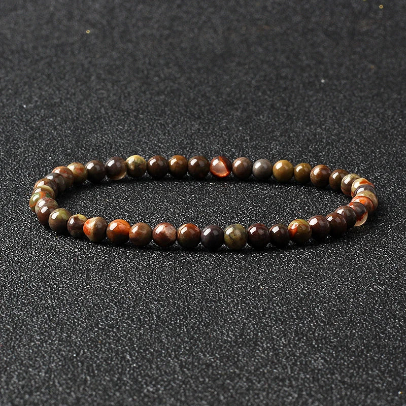 Bracelet Fin en Pierres Naturelles 4 ou 6 mm – 19 Pierres au Choix, Améthyste, Quartz Rose, Onyx…