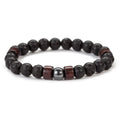 Bracelet Homme Pierre de Lave et Perles de Bois 8 mm – 3 Modèles, Style Tibétain