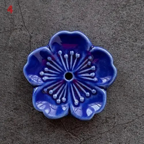 Porte-Encens Fleur de Cerisier en Céramique – Petit Support pour Bâtonnet, 13 Coloris