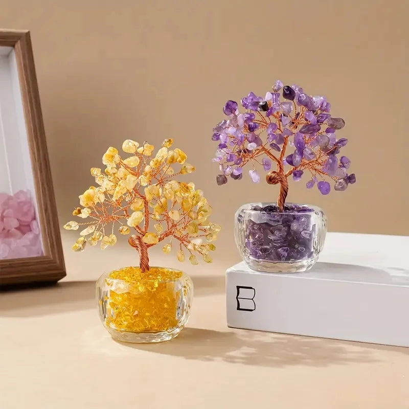 Arbre de Vie Feng Shui en Cristaux Naturels – Décoration Zen Maison et Bureau, Pièce Unique