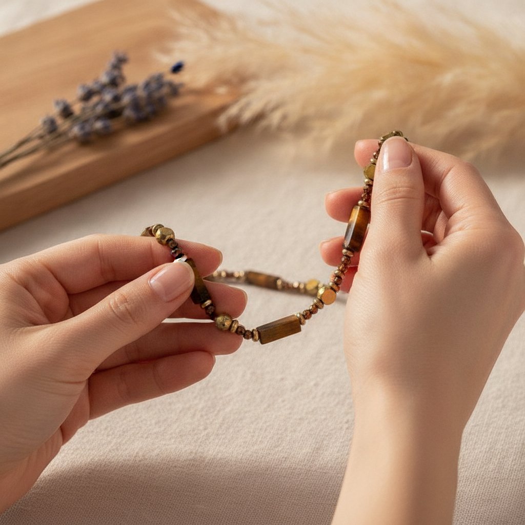 Perles et cabochon