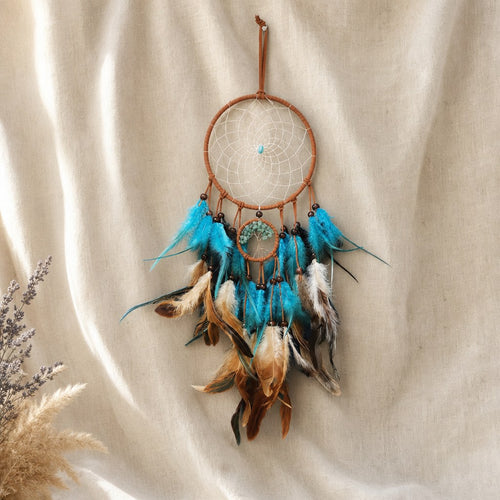 Attrape-Rêves aux Plumes Turquoise 60 cm