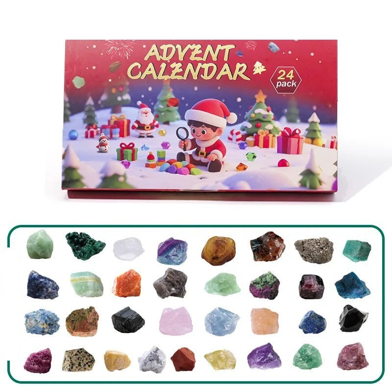 Calendrier de l'Avent Cristaux – coffret rouge, pierres brutes