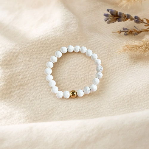 Bague Extensible Perles Facettées 3 mm Pierre Naturelle Femme