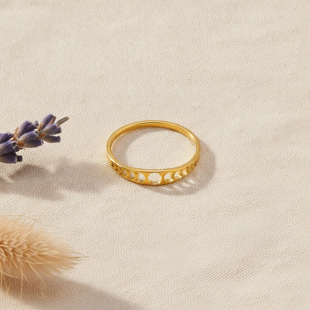 Bague Phases de Lune en Acier Inoxydable Femme