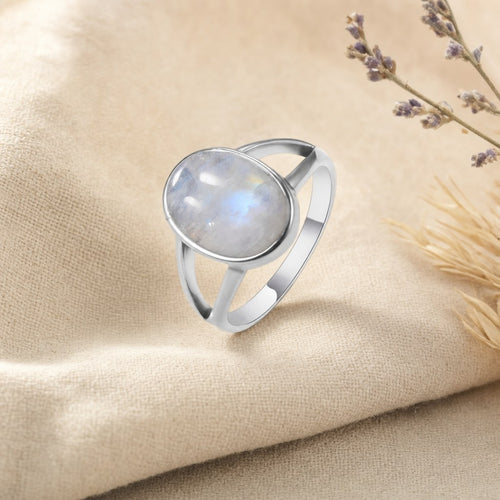 Bague Pierre de Lune Ovale en Argent Femme