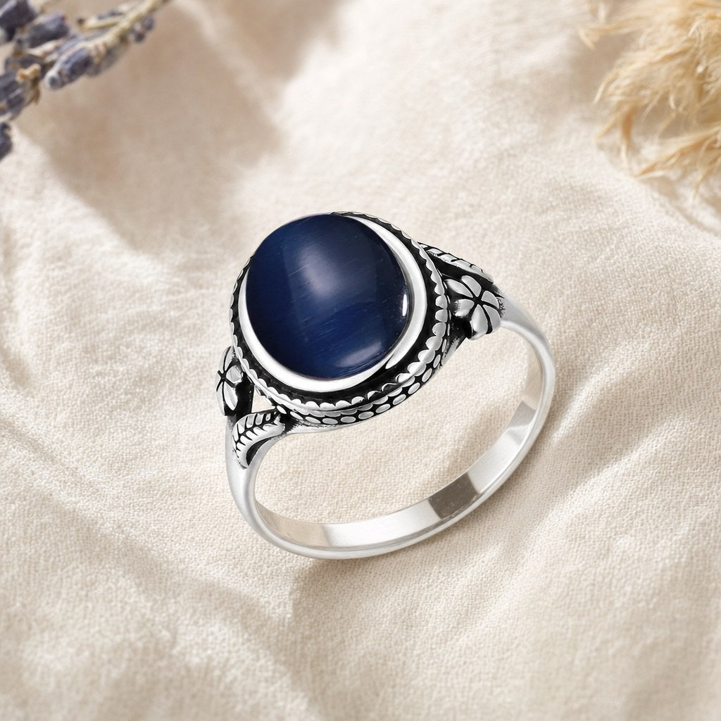 Bague Vintage Ovale Pierre Naturelle Femme