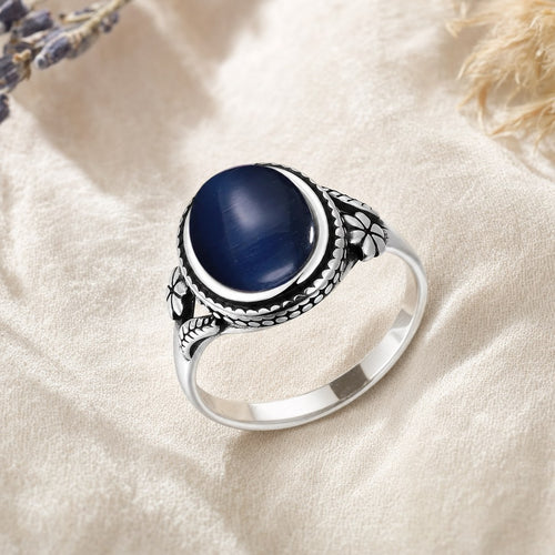 Bague Vintage Ovale Pierre Naturelle Femme