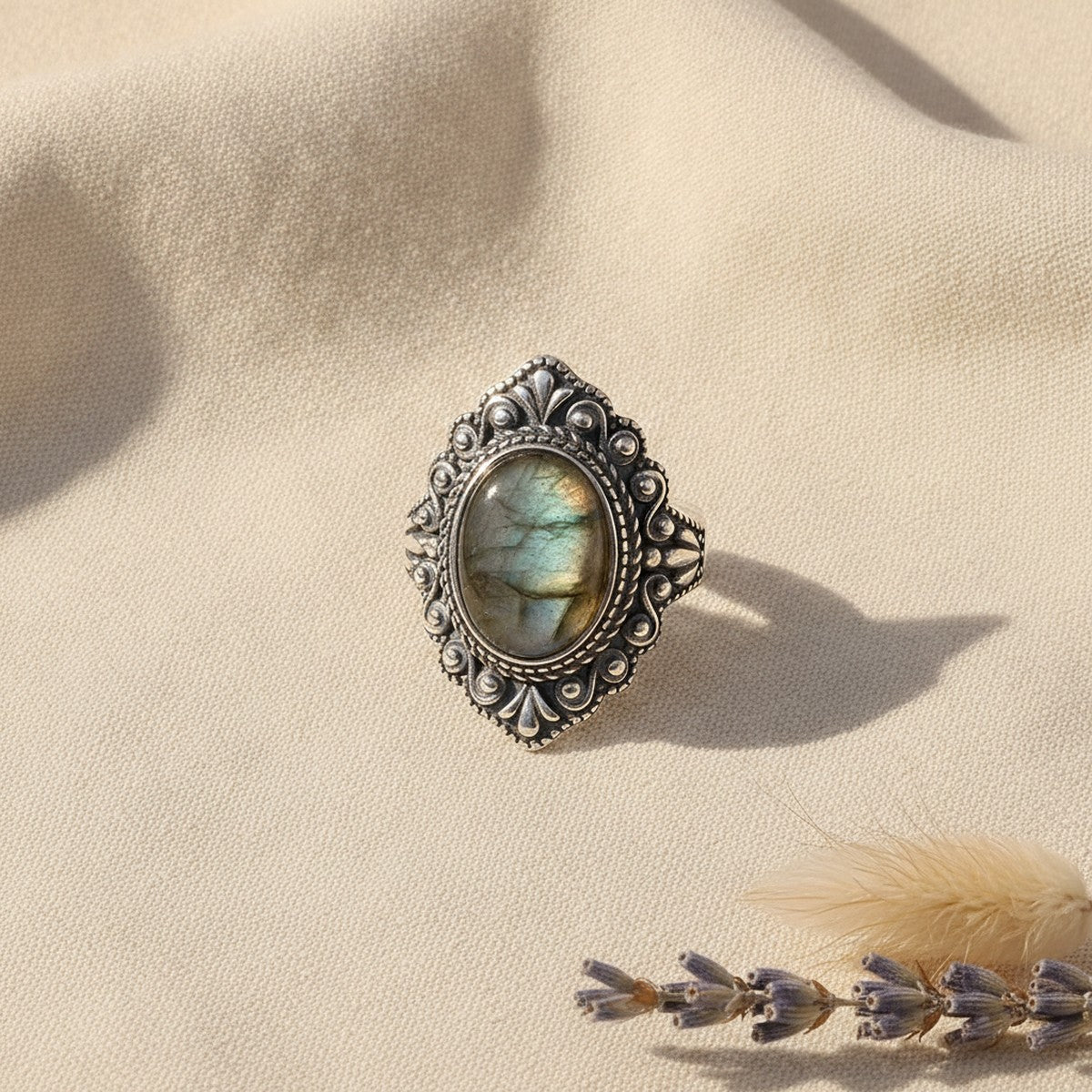 Bague Vintage Ovale Pierre Naturelle