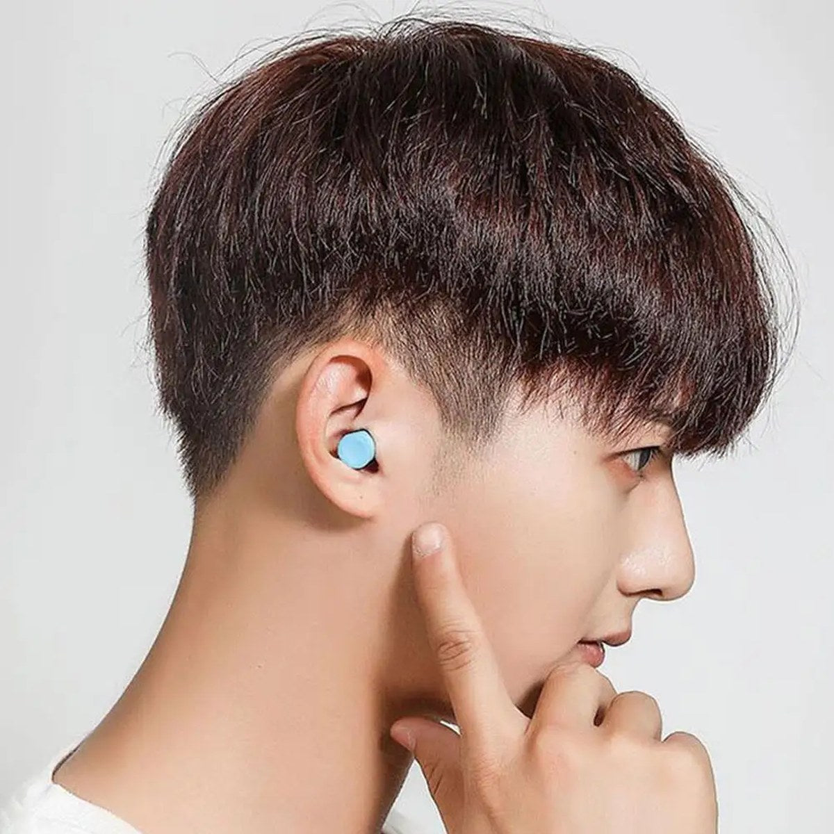Bouchon d'oreille en mousse porté