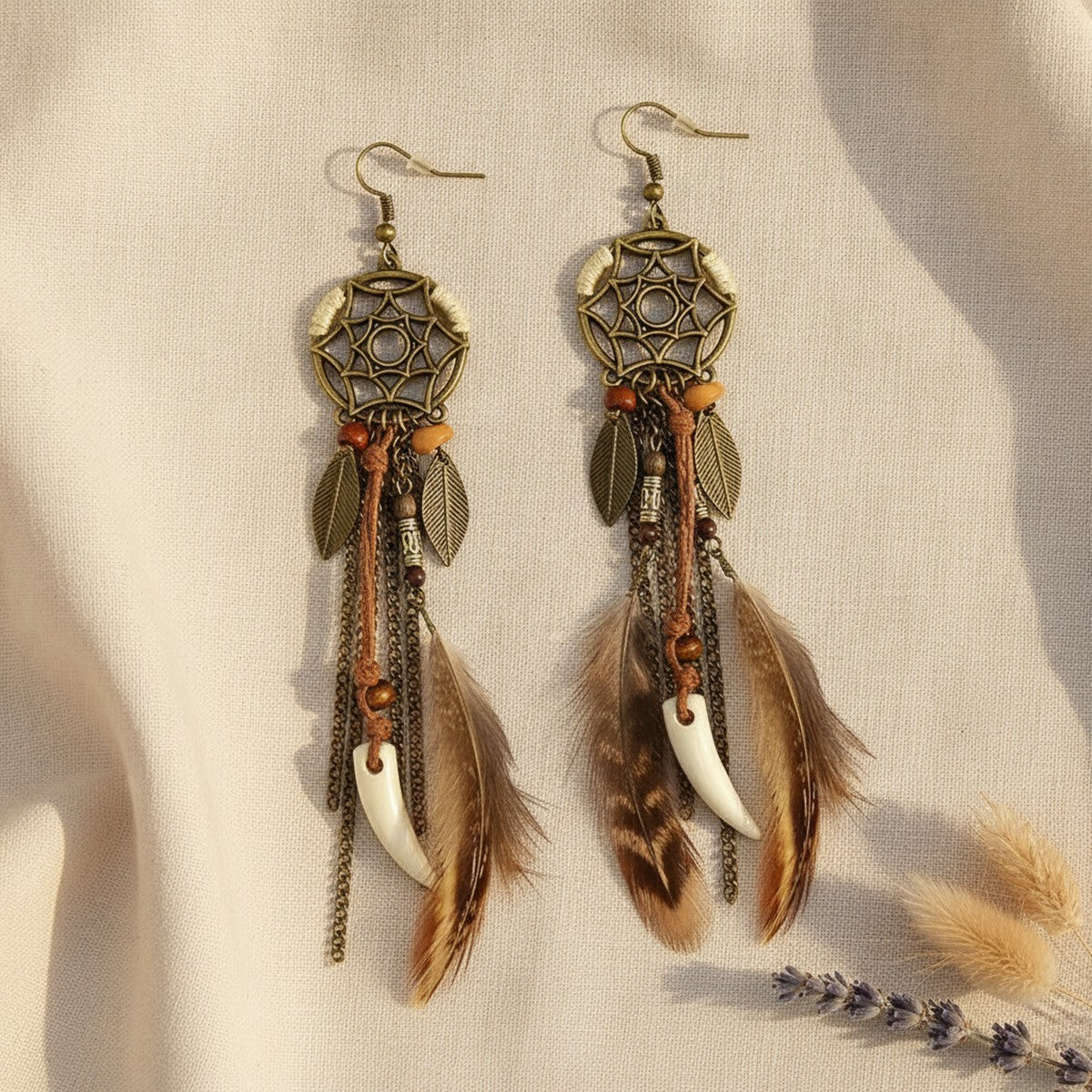 Boucles d'Oreilles Attrape-Rêves Longues
