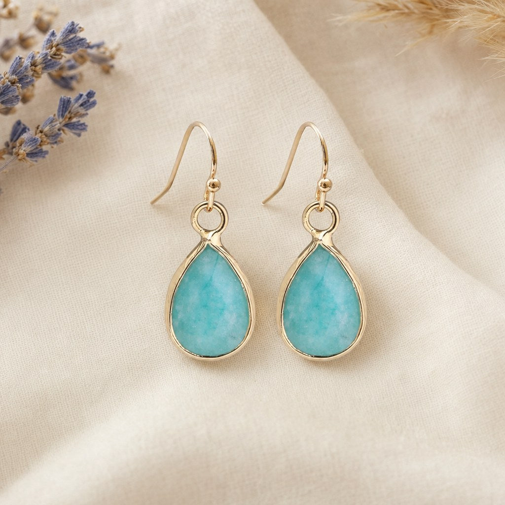Boucles d'Oreilles Pierre Naturelle Femme