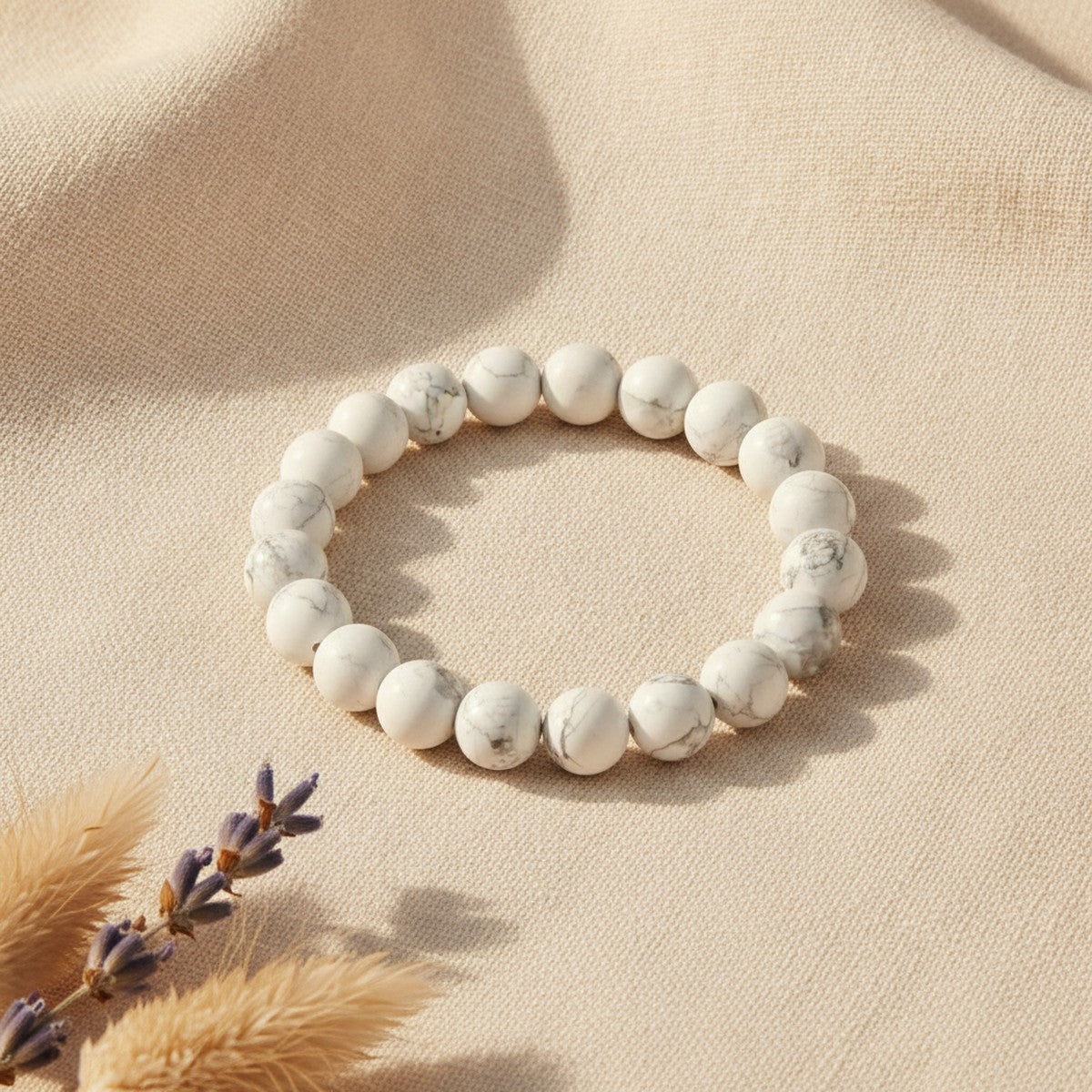 Bracelet Howlite Blanche Naturelle