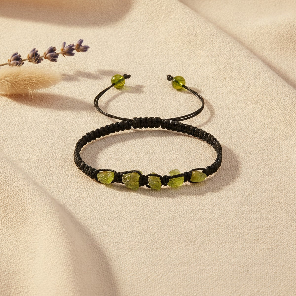Bracelet Péridot Brut Tressé Homme et Femme