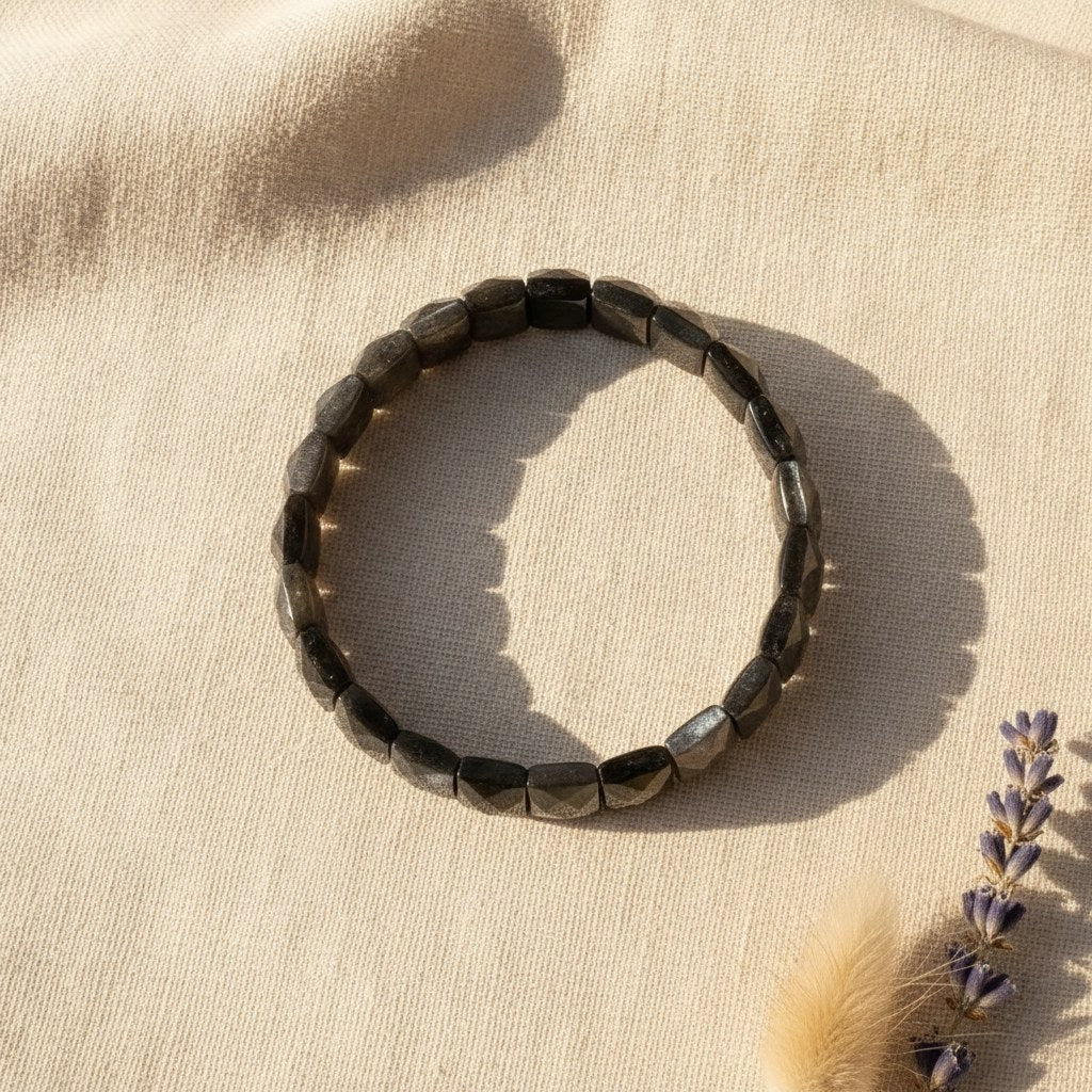 Bracelet Jonc Perles Carrées Facettées 9 x 12 mm Homme et Femme