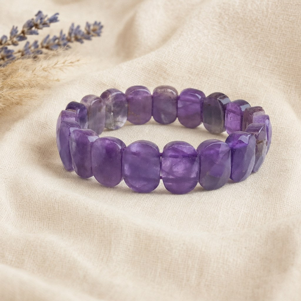 Bracelet Perles Plates Facettées 10 x 14 mm Homme et Femme