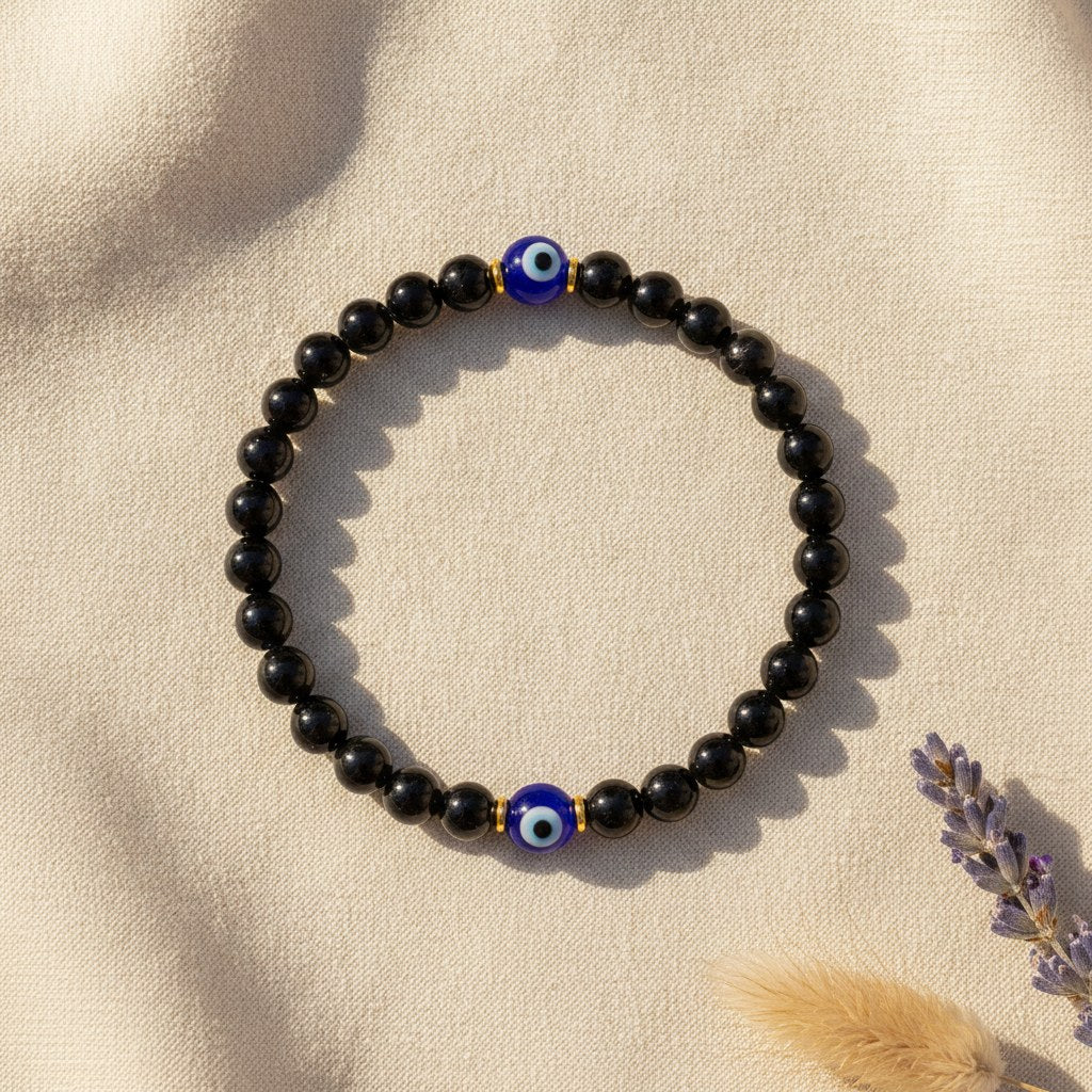 Bracelet Tourmaline Noire et Œil Turc Homme et Femme