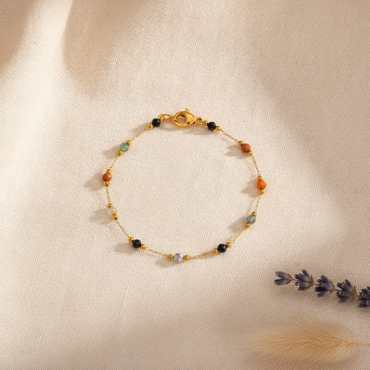 Chaîne Fine Perles de Pierres Naturelles