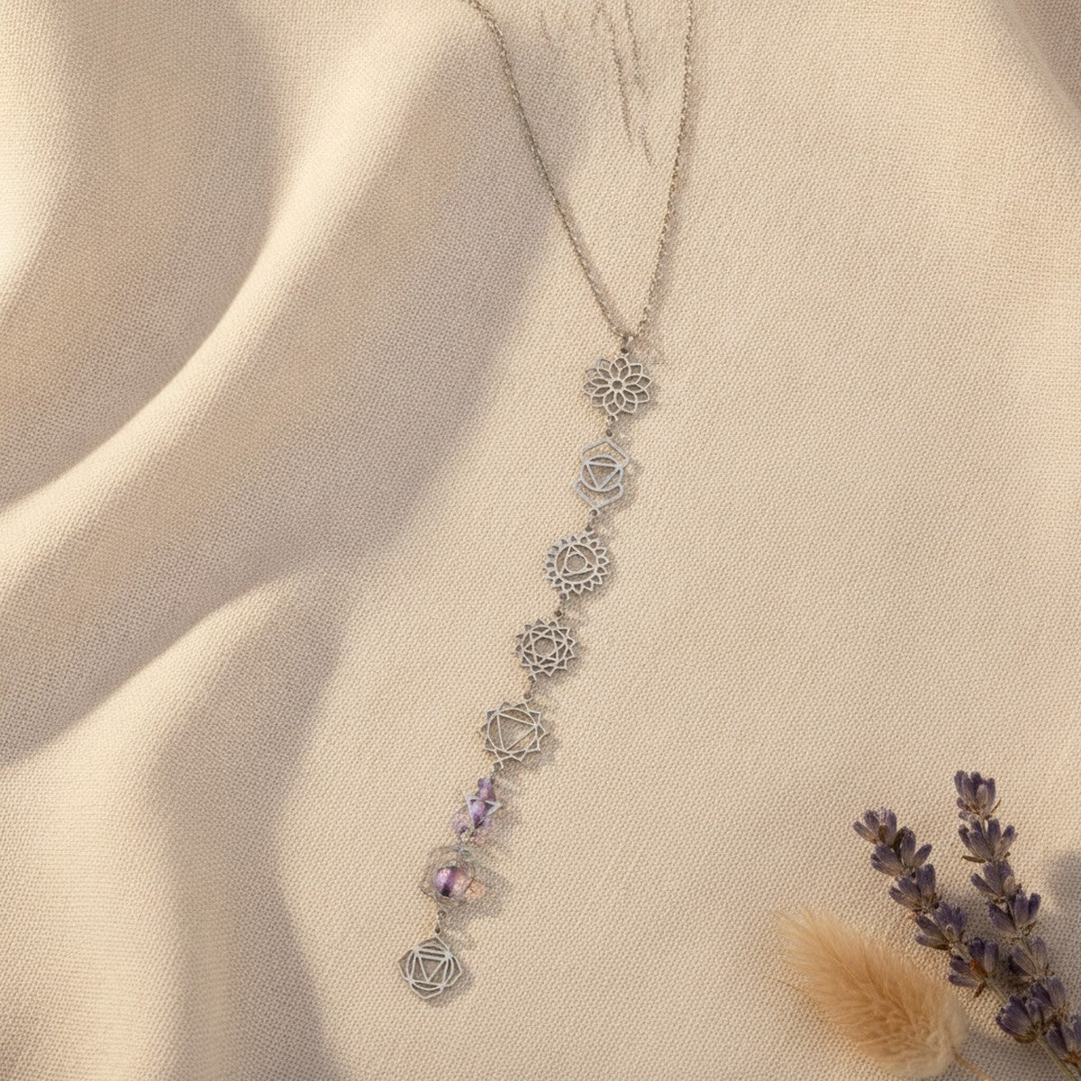 Collier 7 Chakras en Acier Inoxydable