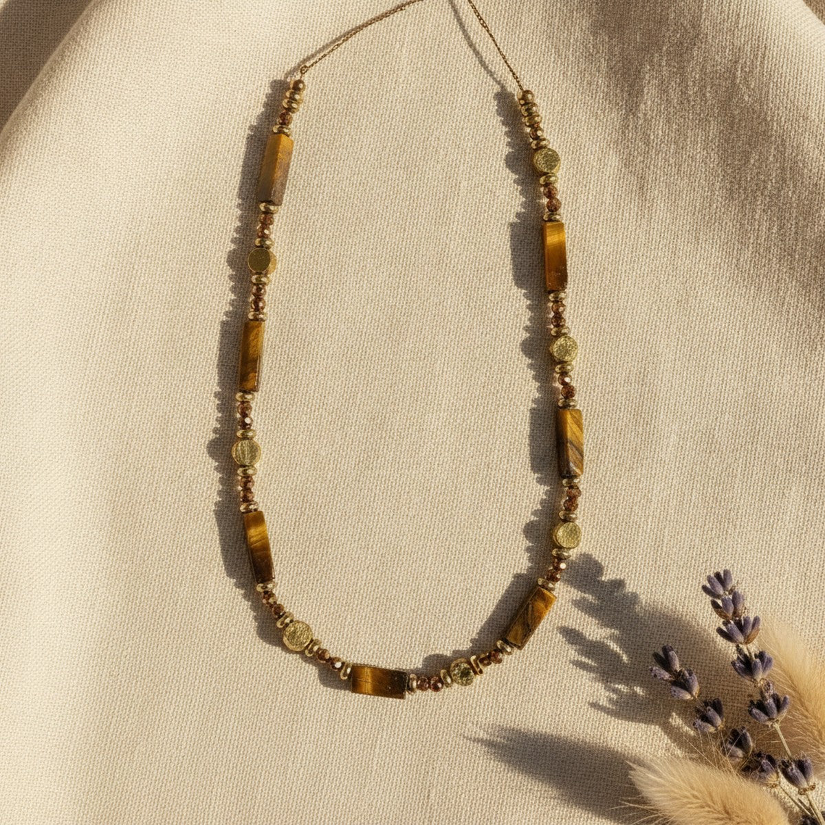 Collier Œil de Tigre Doré Femme à Superposer