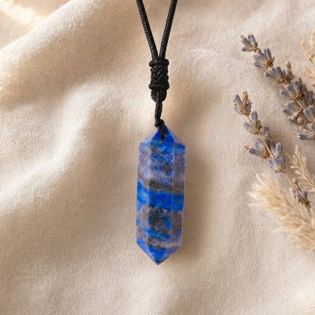 Collier Pendentif Double Pointe en Cristal Naturel