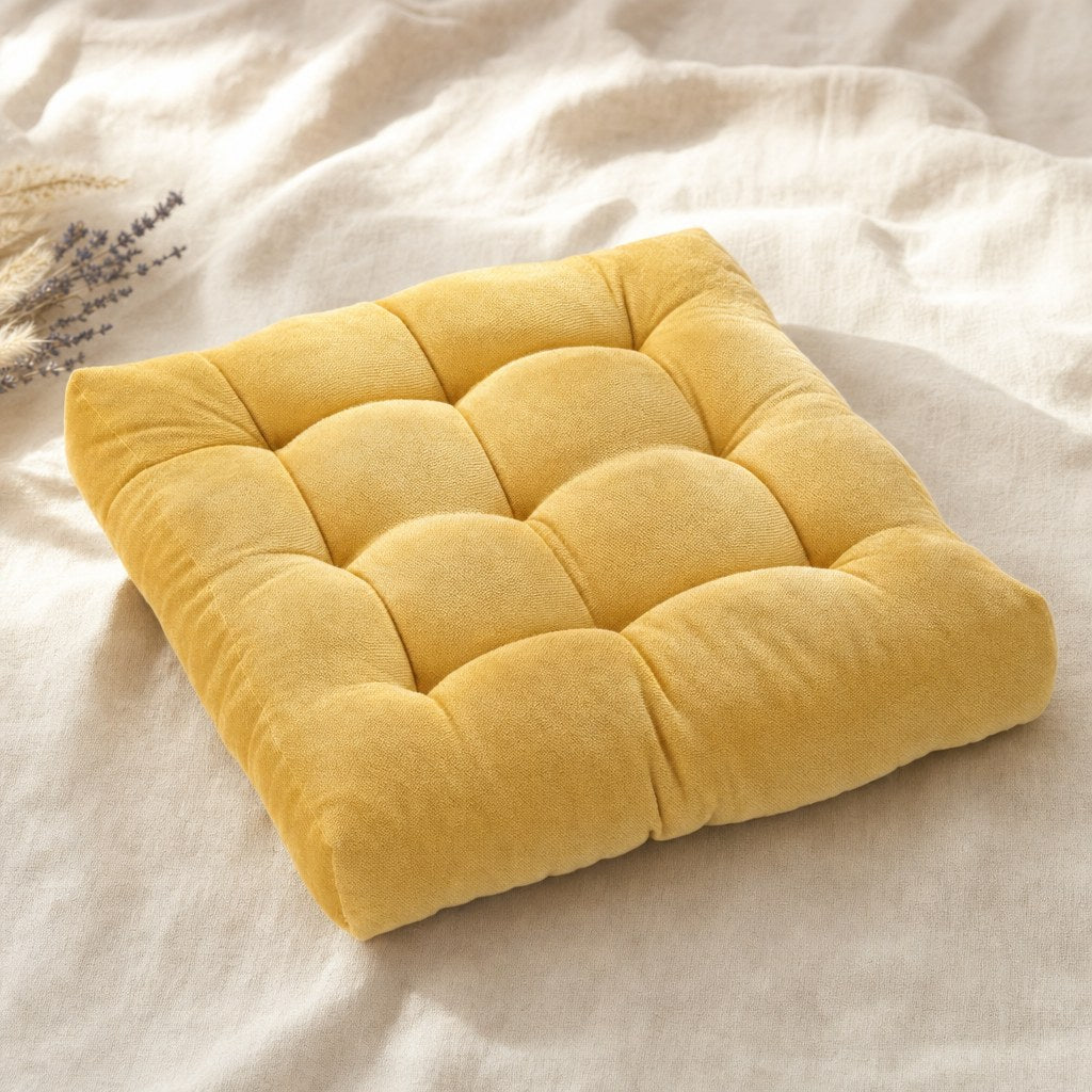Coussin de Sol Carré Capitonné en Velours Côtelé