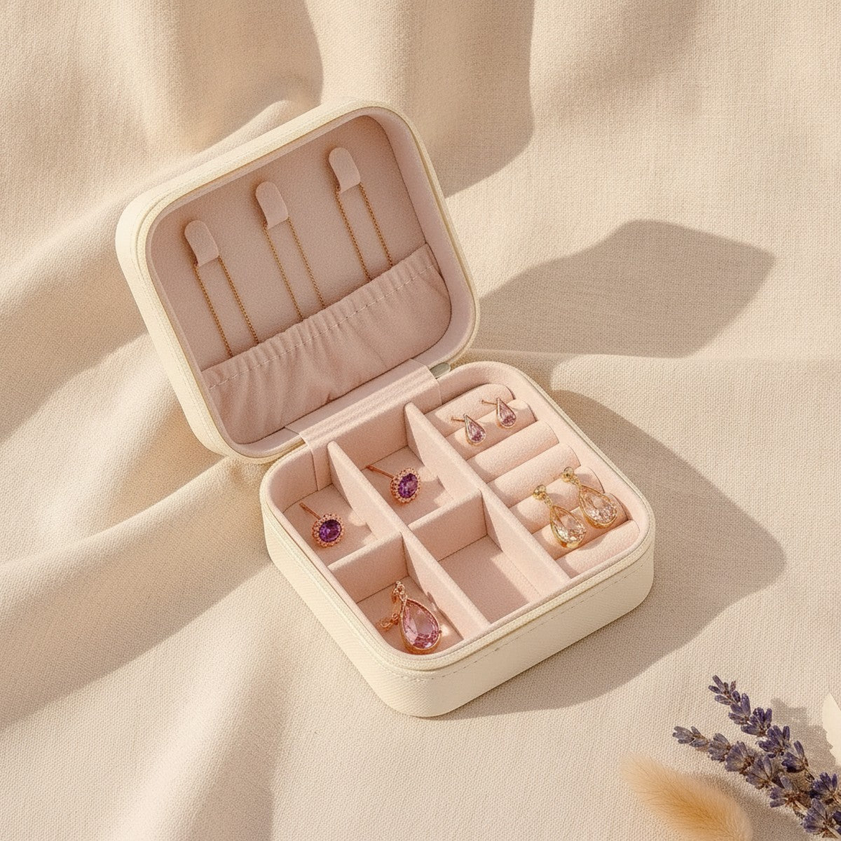 Étui à Bijoux de Voyage Compact en Simili-Cuir