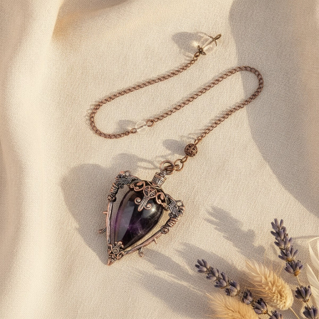 Grand Pendule Divinatoire Vintage en Pierre Naturelle