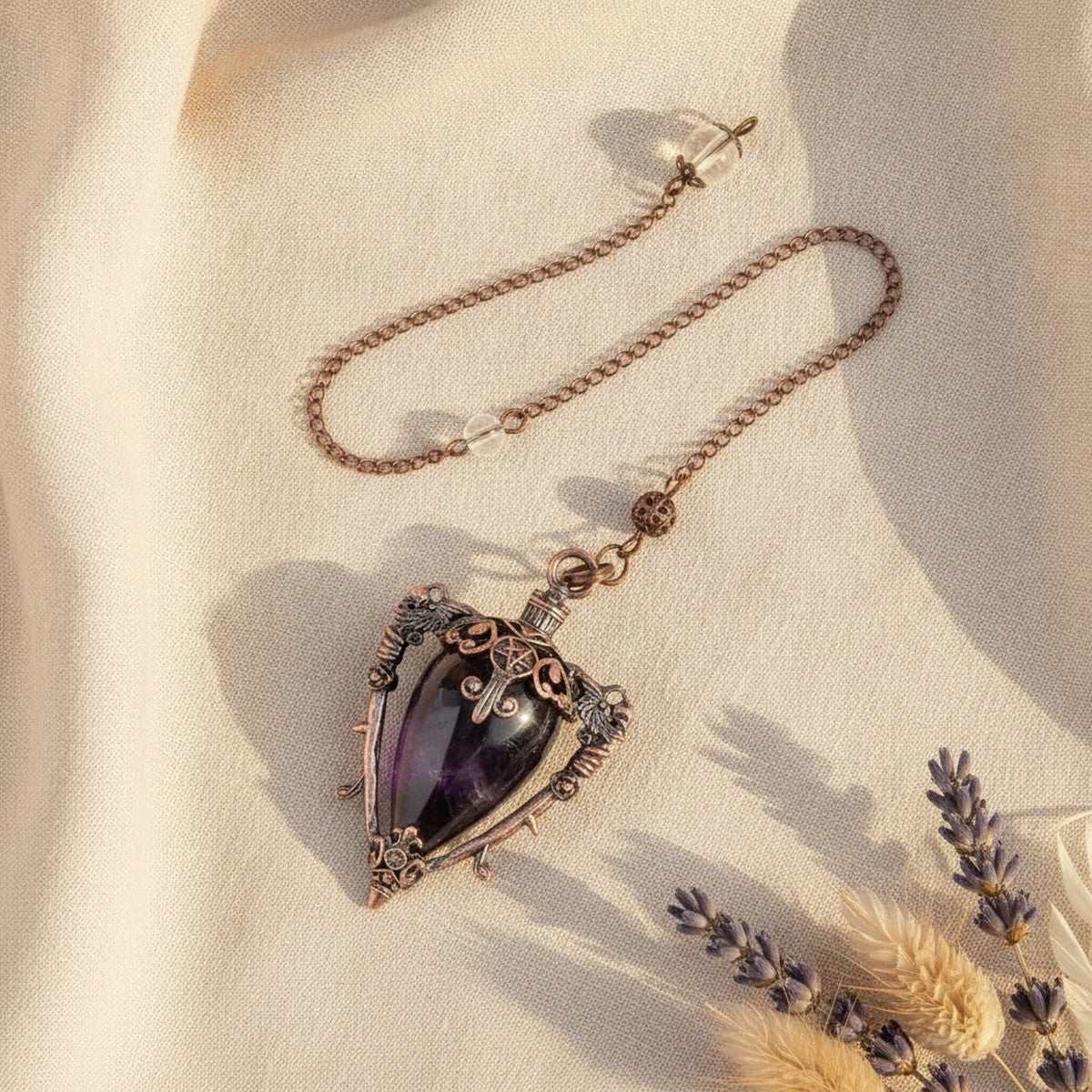 Grand Pendule Divinatoire Vintage en Pierre Naturelle