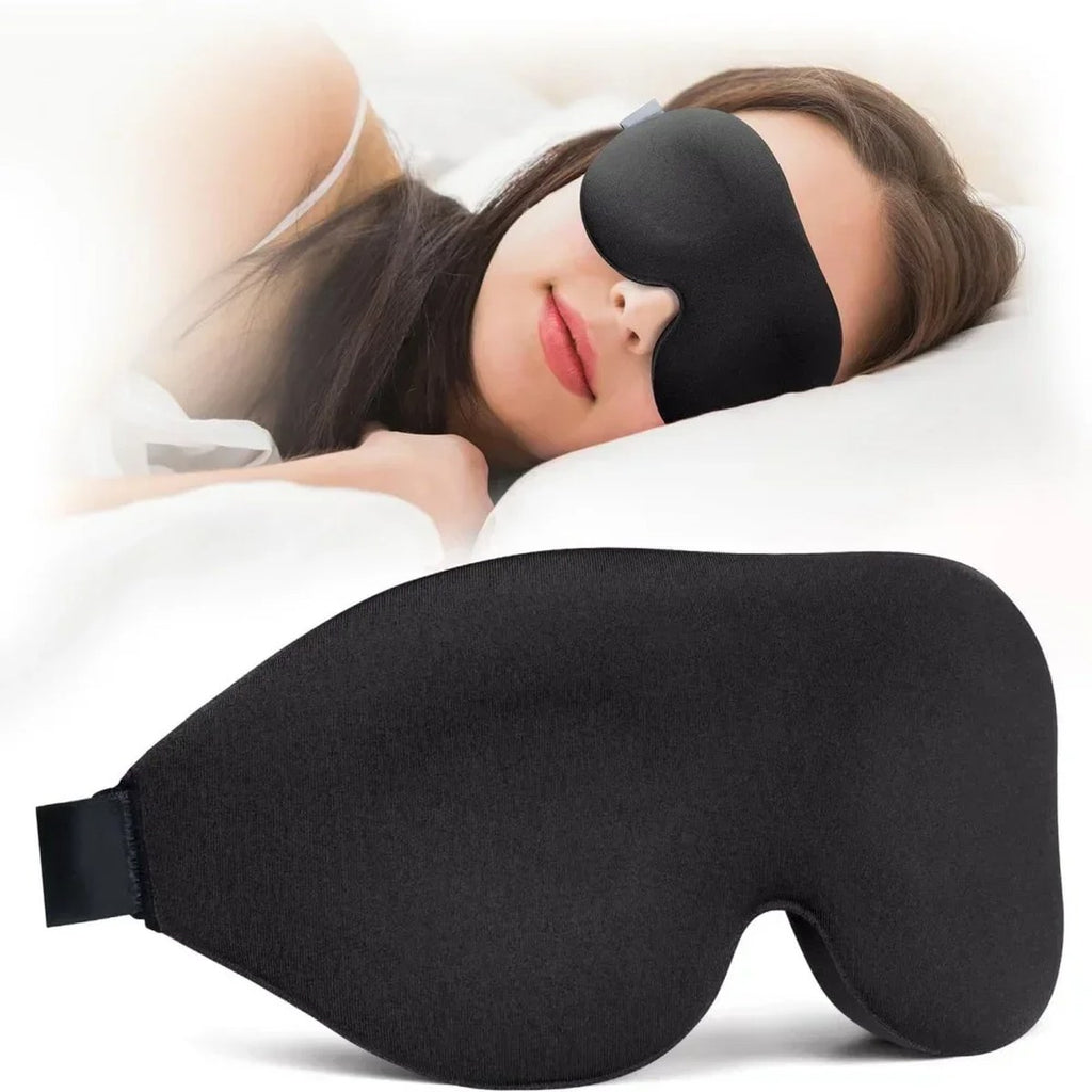 Masque de sommeil 3D noir porté