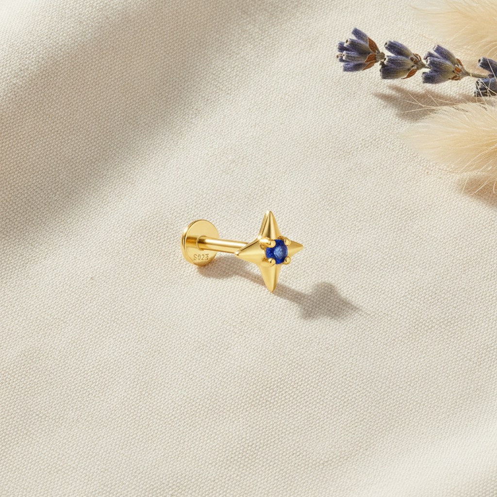 Piercing Argent 925 et Lapis-Lazuli